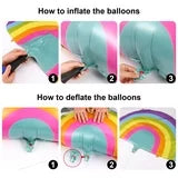 6 Piece Rainbow Cloud Mylar Balloons with Rainbow Bridge, Smiling Face Tassel Foil Balloon