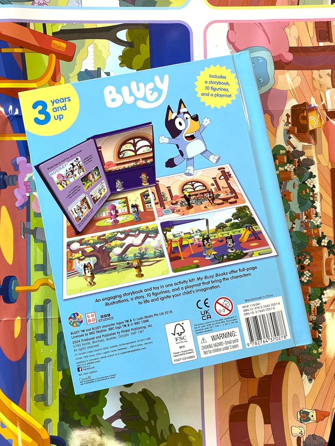 Bluey My Busy Books - Storybook, 10 figurines, Playmat