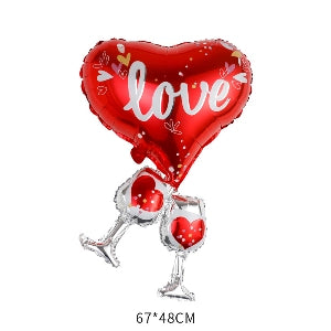 I Love You Balloon with Wine Glasses
