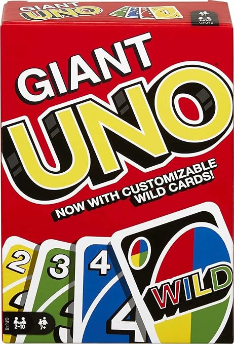 Giant UNO Card Game for Kids, Adults, 108 Oversized Cards for 2-10 players