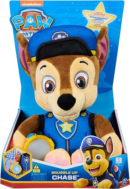 Paw Patrol Snuggle Up Chase Plush with Flashlight and Sounds, Age 3+