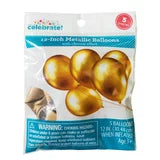 12 Inch Gold Glossy Metallic Balloons (5 Count)