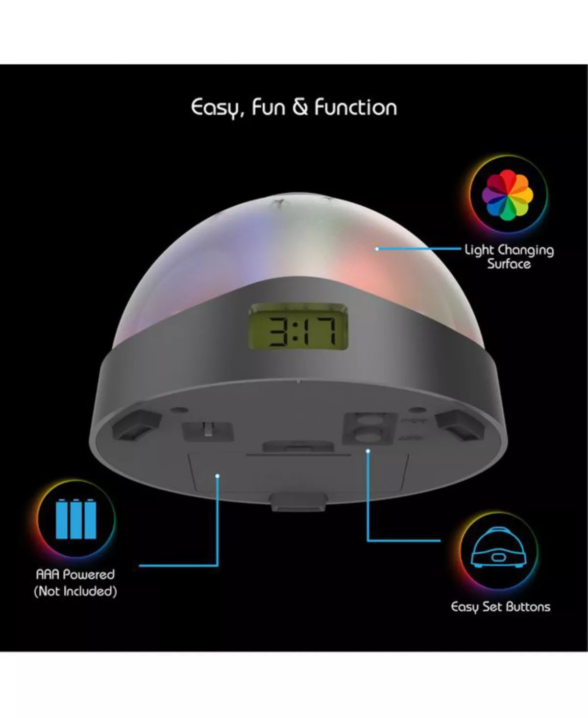 Aura LED Compact Projection Nightlight Clock