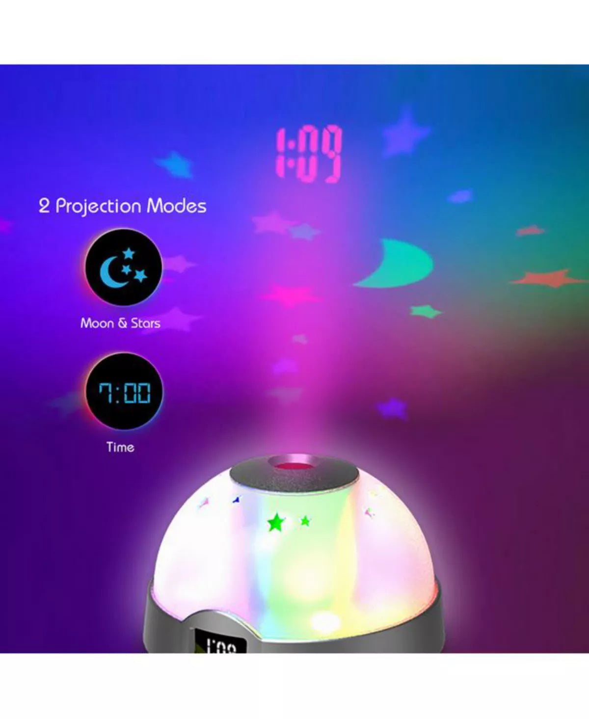 Aura LED Compact Projection Nightlight Clock