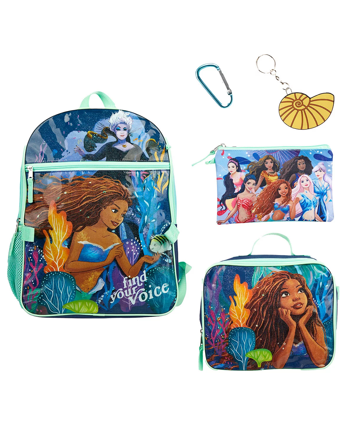 Little Mermaid Girl’s 5 Piece Backpack Set