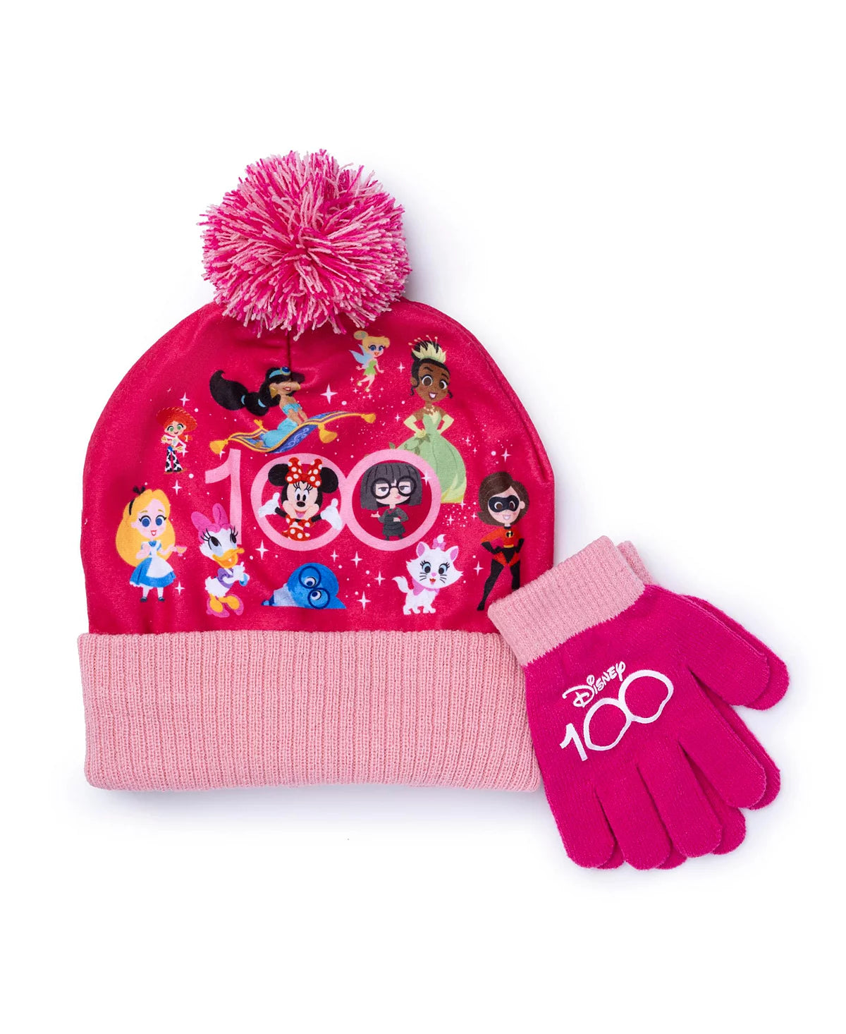 Disney 100 Big Girls Hat and Glove 2 Piece Set