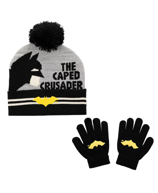 Batman Big Boys Rib Knit Hat and Glove Set 2 Piece