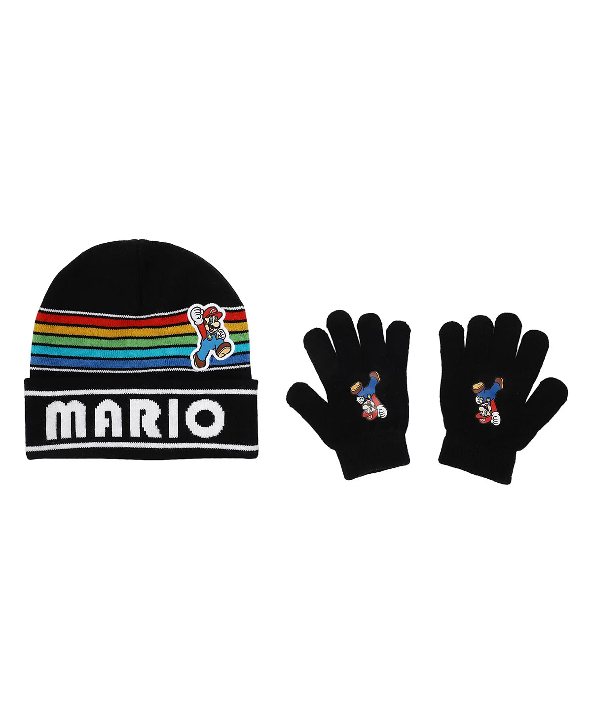 Big Boys Mario Rib Knit Hat and Glove Set 2 Piece