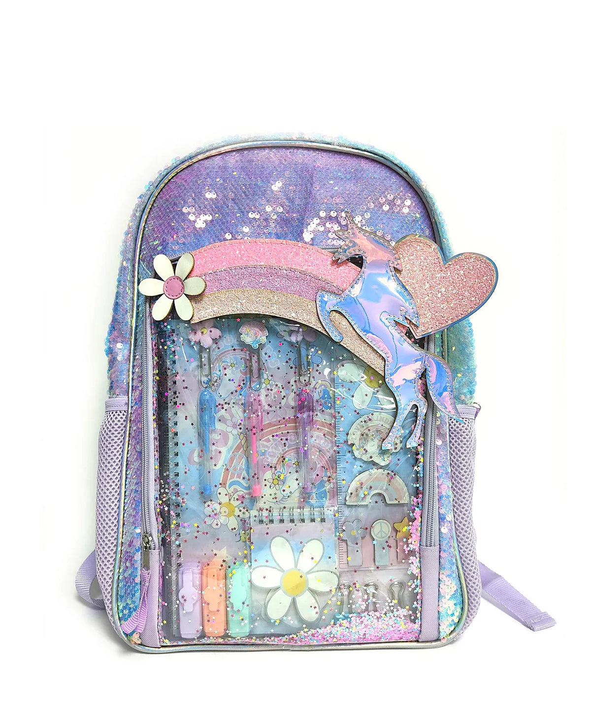 Girls Rainbow Backpack Stationary Set