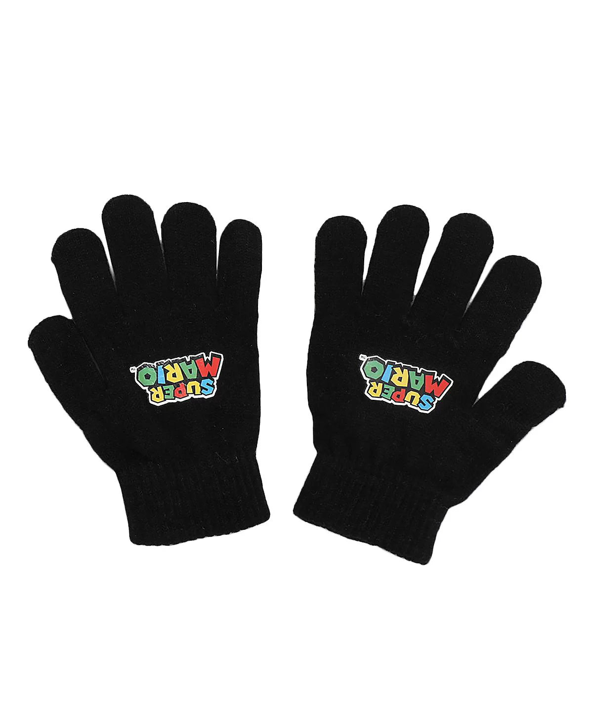 Super Mario Boys Brothers and Princess Peach Youth Cuff Beanie and Gloves Set