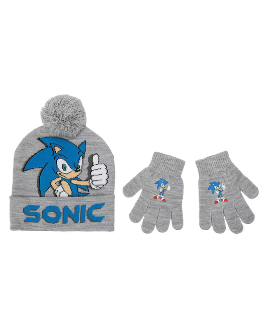 Starwars Boys Sonic the Hedgehog Youth Cuffed Beanie and Gloves Set