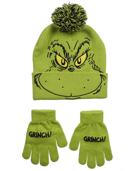 Big Boys Grinch 2 Piece Hat & Glove Set