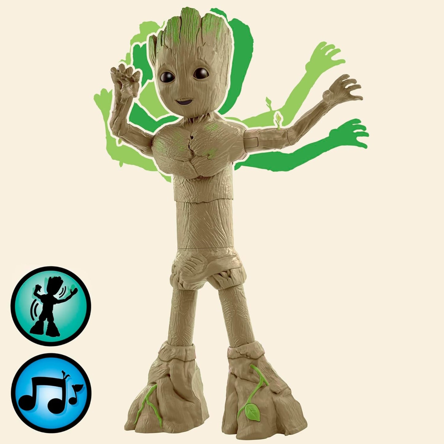 Marvel Studios I Am Groot Groove 'N Grow Groot, 13.5-Inch Interactive Action Figure, Responds to Music and Sounds