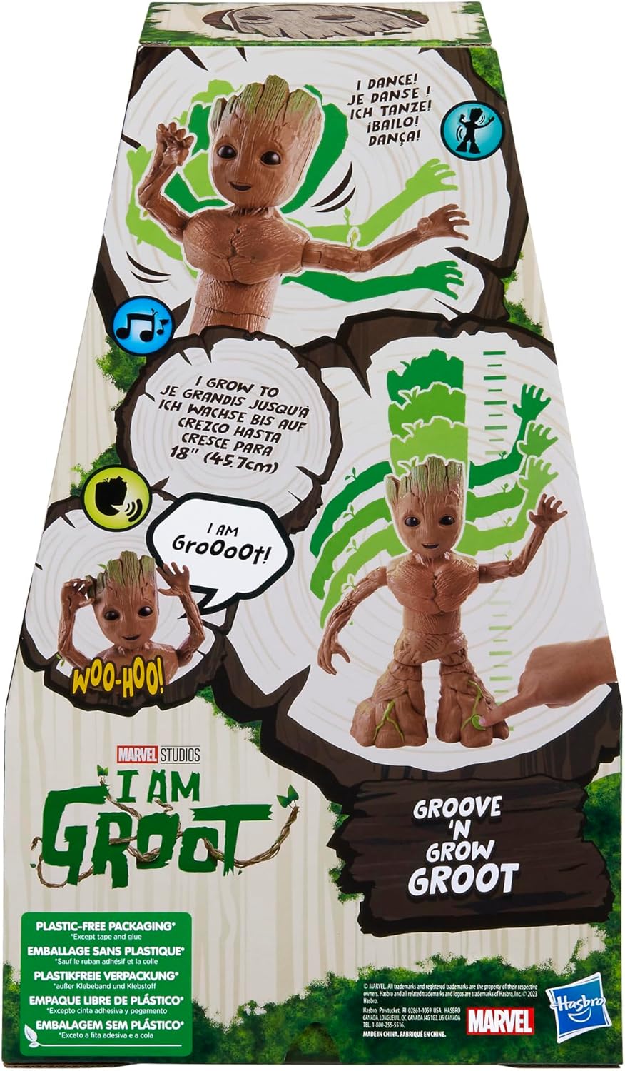 Marvel Studios I Am Groot Groove 'N Grow Groot, 13.5-Inch Interactive Action Figure, Responds to Music and Sounds