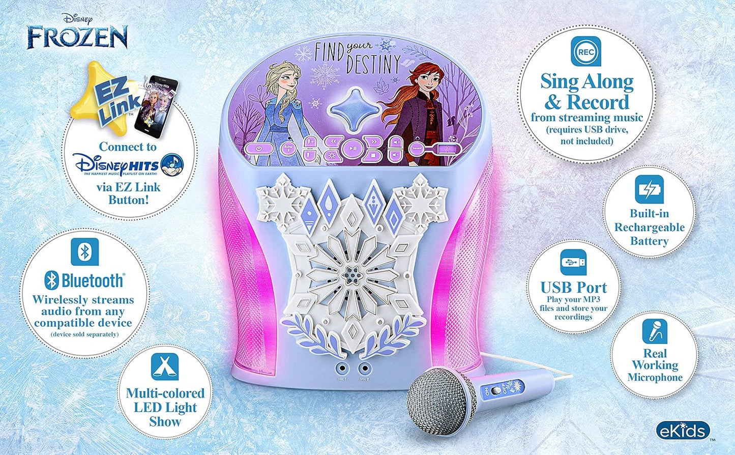 Disney Frozen Bluetooth Karaoke with EZ Link Technology