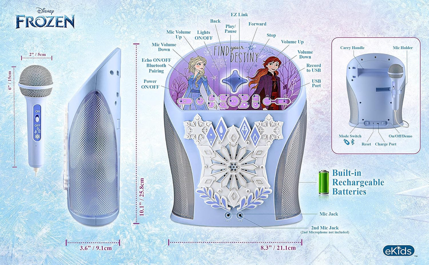 Disney Frozen Bluetooth Karaoke with EZ Link Technology