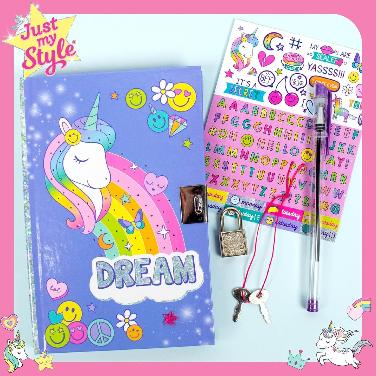 Just My Style Light Up Diary, Personalized Journal With Lock and Key
