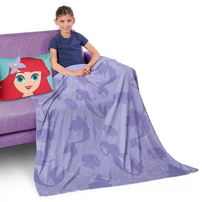 Ariel 2 pc Kids Pillow Pocket and Throw Set