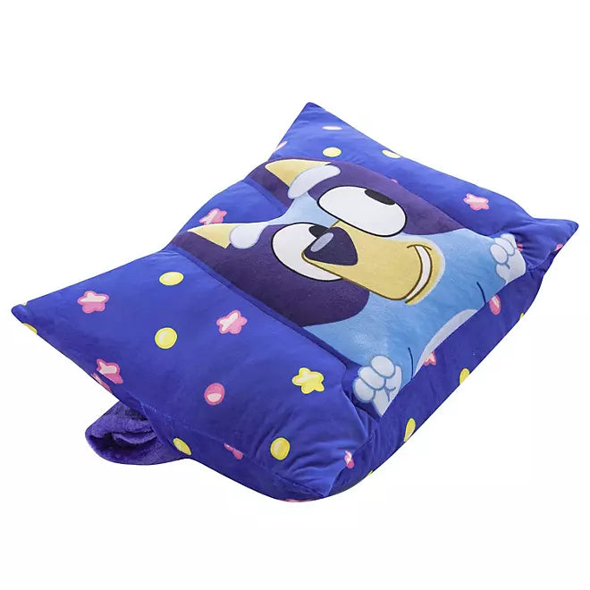 Bluey Licensed Character 2 pc Kids Pillow Pocket and Throw Set