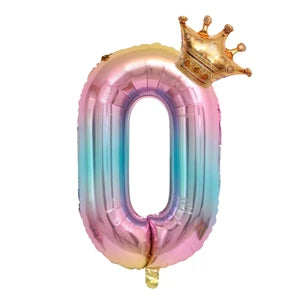 Number Birthday Balloons with Crown