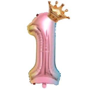 Number Birthday Balloons with Crown