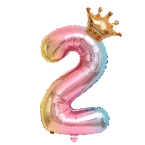 Number Birthday Balloons with Crown