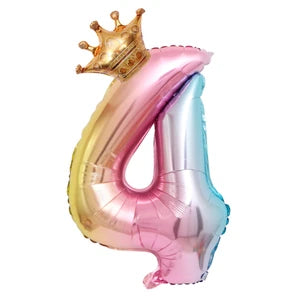 Number Birthday Balloons with Crown