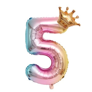 Number Birthday Balloons with Crown