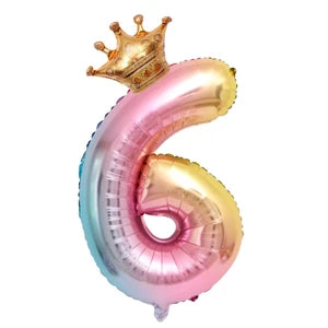 Number Birthday Balloons with Crown