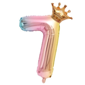 Number Birthday Balloons with Crown
