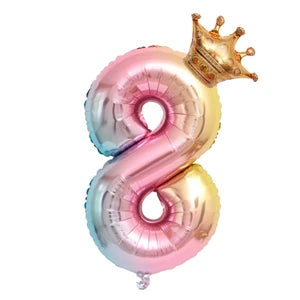 Number Birthday Balloons with Crown