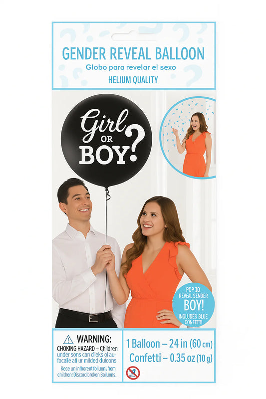 Girl or Boy? Gender Reveal Confetti Latex Balloon 24 Inch
