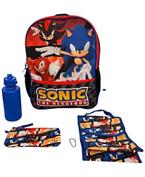 Sonic Backpack, Lunch Bag, Water Bottle, Zip Case and Carabiner, 5-Piece Set