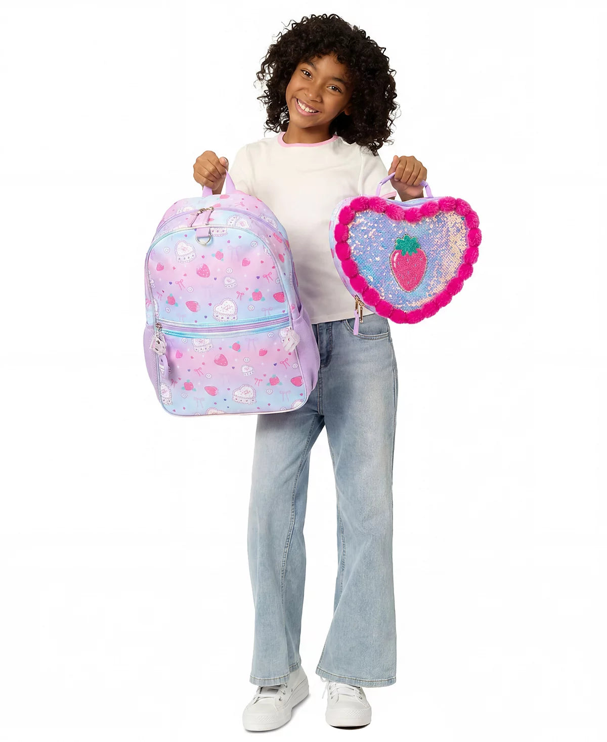 Rainbow Sugar Girls' Backpack, Calculator Charm and Lunch Bag, 3-Piece Set