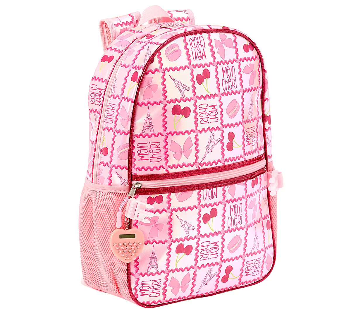 Rainbow Sugar Girls' Backpack, Calculator and Strawberry Shaped Lunch Box, 3-Piece Set