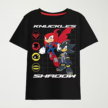 Knuckles Shadow Little & Big Kid Boys Crew Neck Short Sleeve Regular Fit Sonic the Hedgehog Graphic T-Shirt