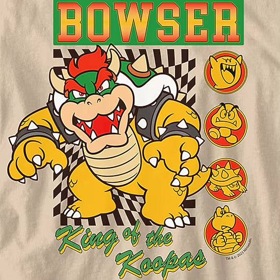 Super Mario Bowser Crew Neck Short Sleeve Regular Fit Graphic T-Shirt
