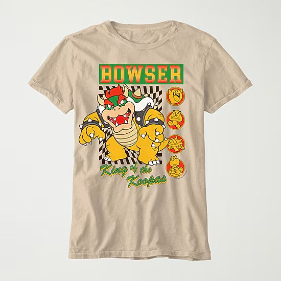 Super Mario Bowser Crew Neck Short Sleeve Regular Fit Graphic T-Shirt