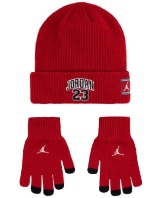 Jordan Big Kids Varsity Beanie Set (Red)